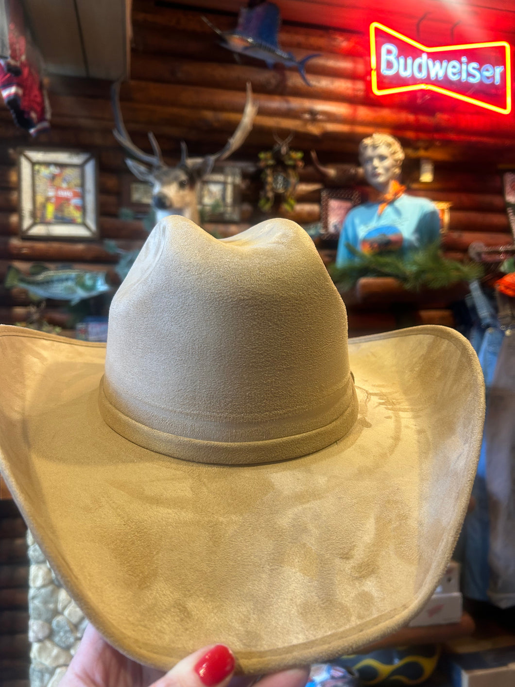 Suede Feel Cowboy Hat Tan, Large