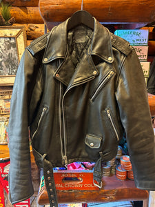 Vintage German Leather Biker Jacket, Small