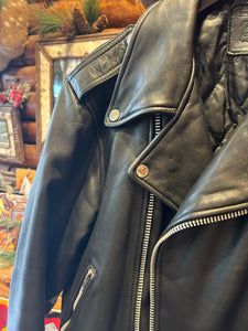 Vintage German Leather Biker Jacket, Small