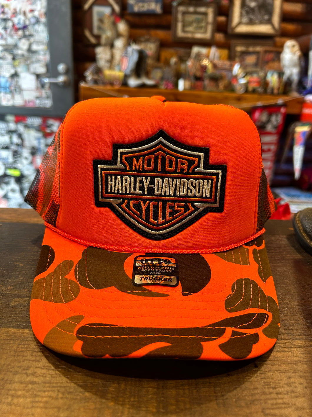 Webig Moto Harley Orange Camo Trucker Cap