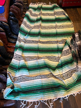 Load image into Gallery viewer, XLarge Authentic Mexican Falza Blanket. Made in Mexico. Green/Mint
