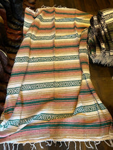 Load image into Gallery viewer, XLarge Authentic Mexican Falza Blanket. Made in Mexico. Dusty Pink/Tan
