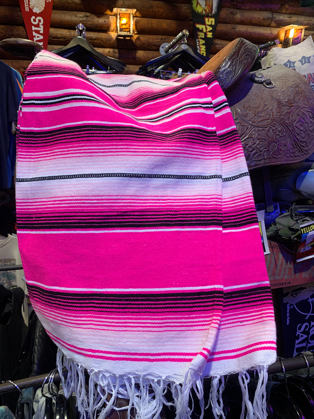 Mexican Serape Blanket. Pink and Baby Pink