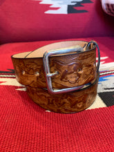 Load image into Gallery viewer, Tooled Horses Western Belt. USA MADE
