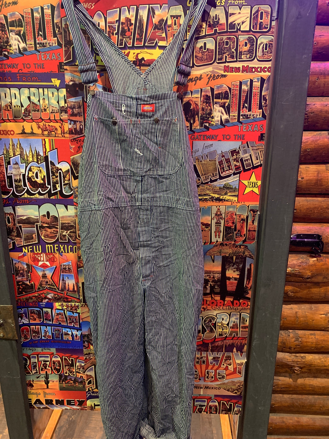 18. Vintage Dickies Hickory Stripe Overalls, Waist 44.