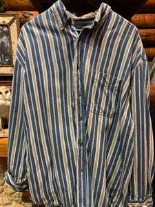 Vintage Denim Wide Hickory Style Stripe Austin Brand, XL