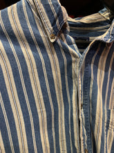 Load image into Gallery viewer, Vintage Denim Wide Hickory Style Stripe Austin Brand, XL
