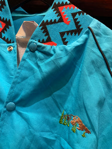 Vintage Turquoise Deer Embroidered Blanket Lined Ranch Southwest Jacket, XXL. FREE POSTAGE