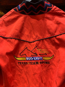 Vintage Texas Bud Light Team Roping Aztec Jacket, Small. FREE POSTAGE