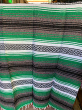Load image into Gallery viewer, Extra Large. Authentic Mexican Falza Blanket. Made in Mexico. Forest Green
