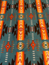 Load image into Gallery viewer, Navajo Style Polar Fleece Blanket - Turquoise Green
