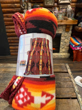 Load image into Gallery viewer, Navajo style lighweight polar fleece lap blanket - Burgundy
