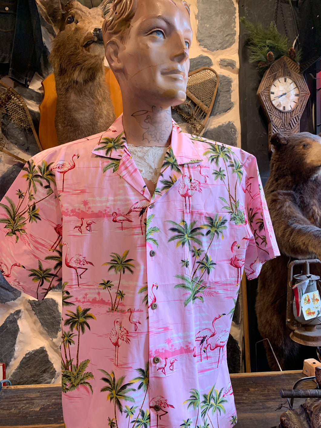 Authentic Hawaiian Shirt 3. Flamingo Pink. Imported from Honolulu