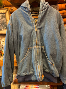 Vintage Wolverine Insulated Heavy Denim Hooded Workwear, Large