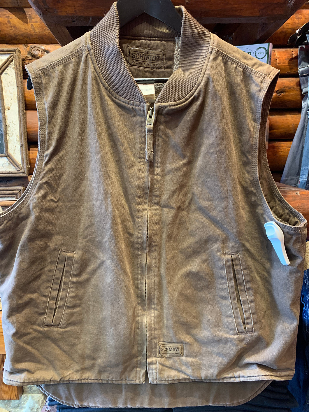 Vintage Schmidt Sherpa Lined Choc Cotton Duckcloth Vest, Large. FREE POSTAGE