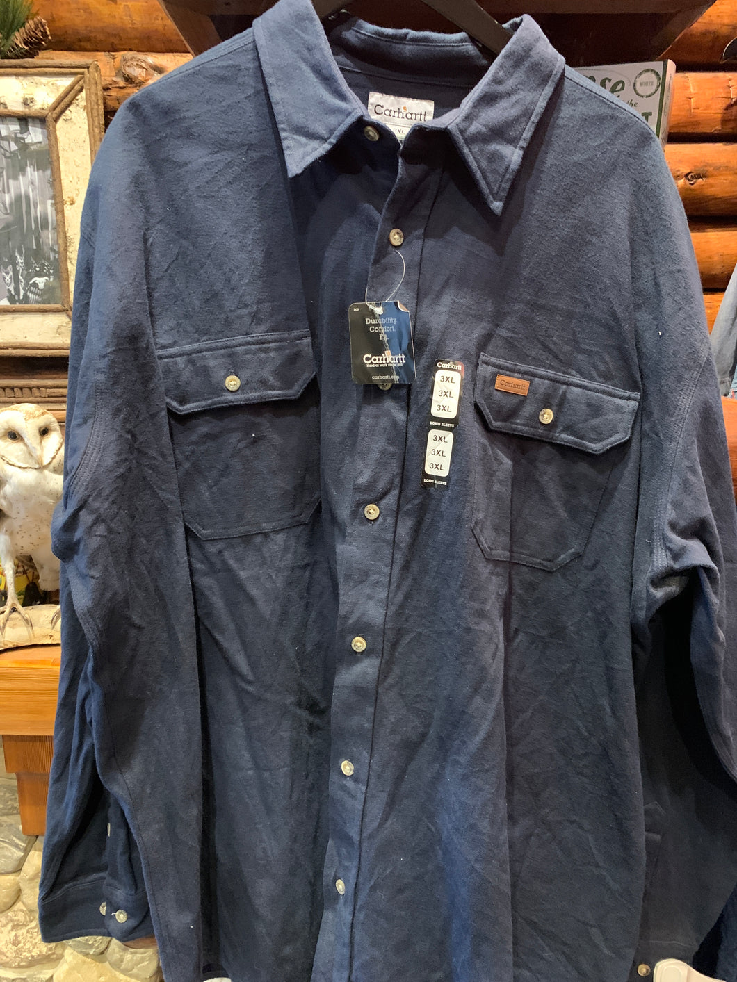 New Deadstock Vintage Carhartt Soft Flannel Navy Shirt, XXL