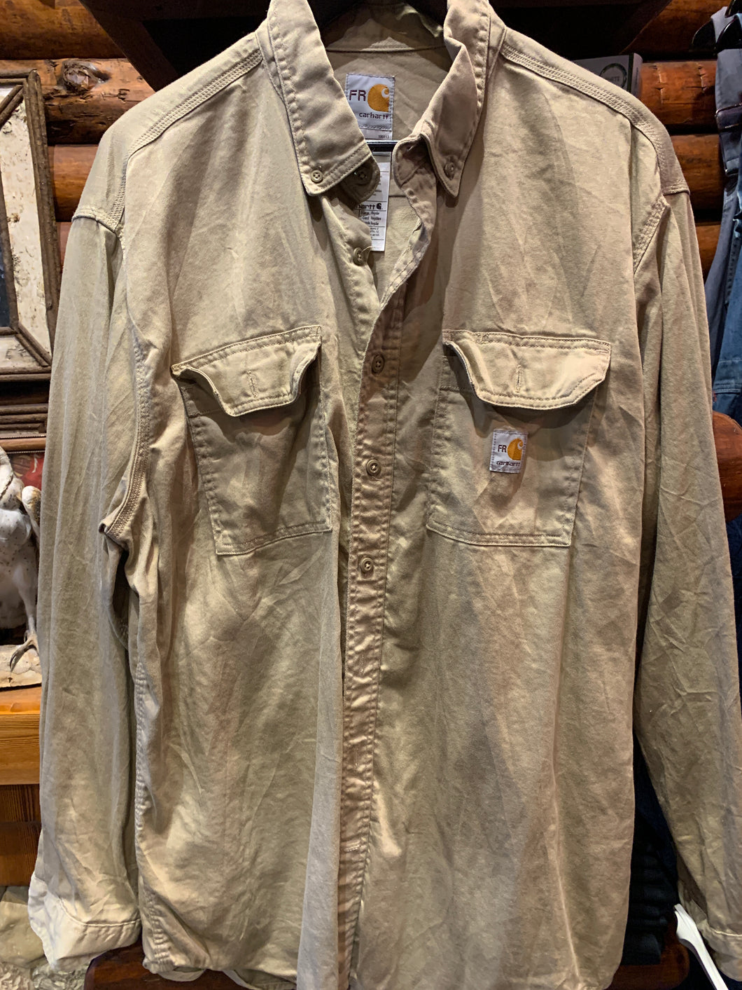 Vintage Carhartt Tan Khaki Shirt, XL