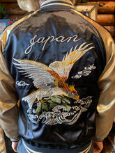 Load image into Gallery viewer, Japanese Sukajan Souvenir Jacket - Embroidered Eagle, Navy Bomber Jacket. MEDIUM
