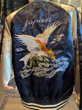 Load image into Gallery viewer, Japanese Sukajan Souvenir Jacket - Embroidered Eagle, Navy Bomber Jacket. MEDIUM
