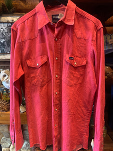 Vintage Red Wrangler Denim Shirt, 16.5/34 Medium