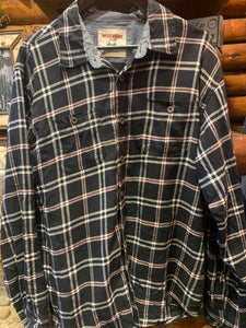 Vintage Wrangler Black Check Soft Flannel, XL