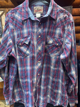 Load image into Gallery viewer, Wrangler Navy &amp; Red Sawtooth Cut Pocket Western Shirt, Small
