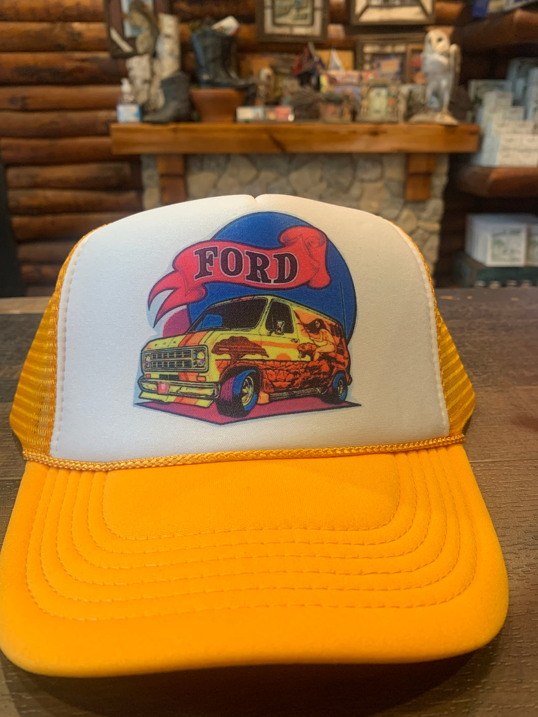 New Ford Van Yellow/Wh USA Trucker Cap