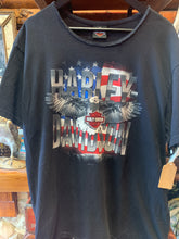 Load image into Gallery viewer, 29. Vintage Harley Eagle Flag Cut Out Neck, Pittsfield. Large
