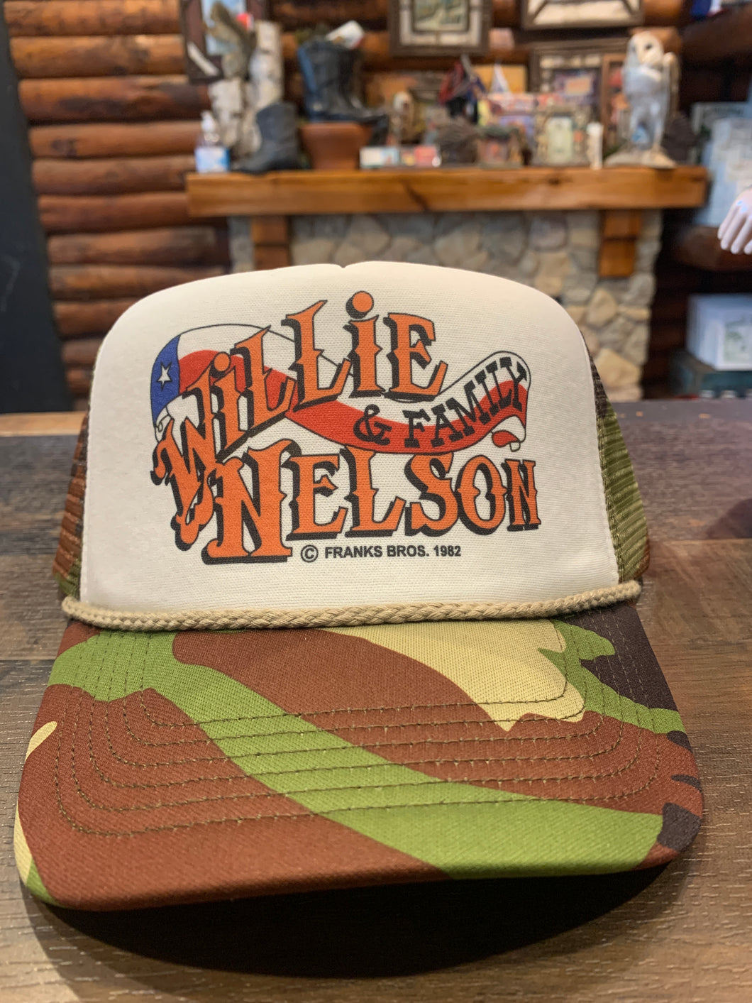 New Willie Nelson & Fam 1982 Camo USA Trucker Hat
