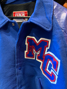 Vintage Epic Bright Blue M C Letterman Jacket, M-L. FREE POSTAGE