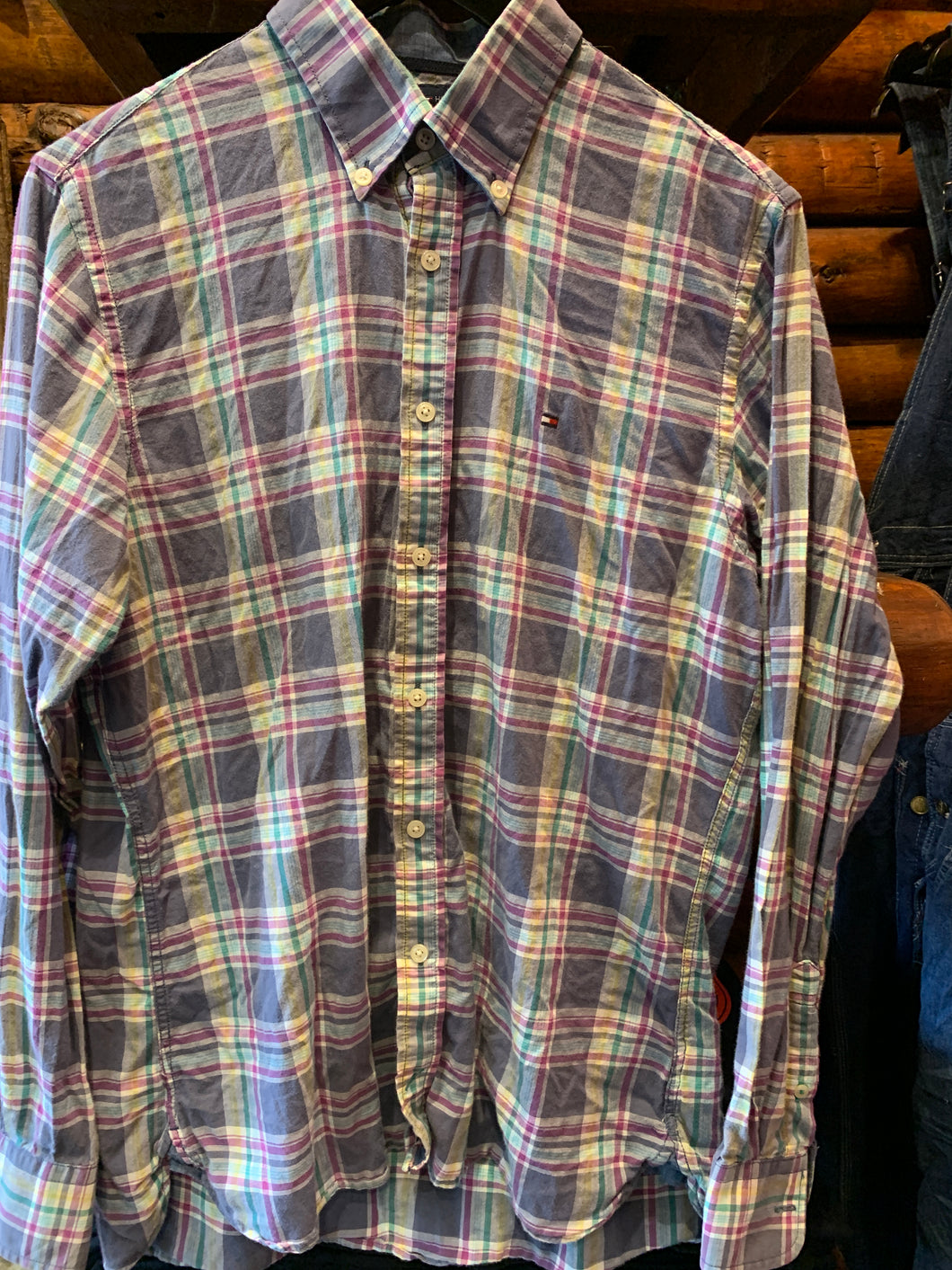 Vintage Tommy Hilfiger Purple Grey Check, Small