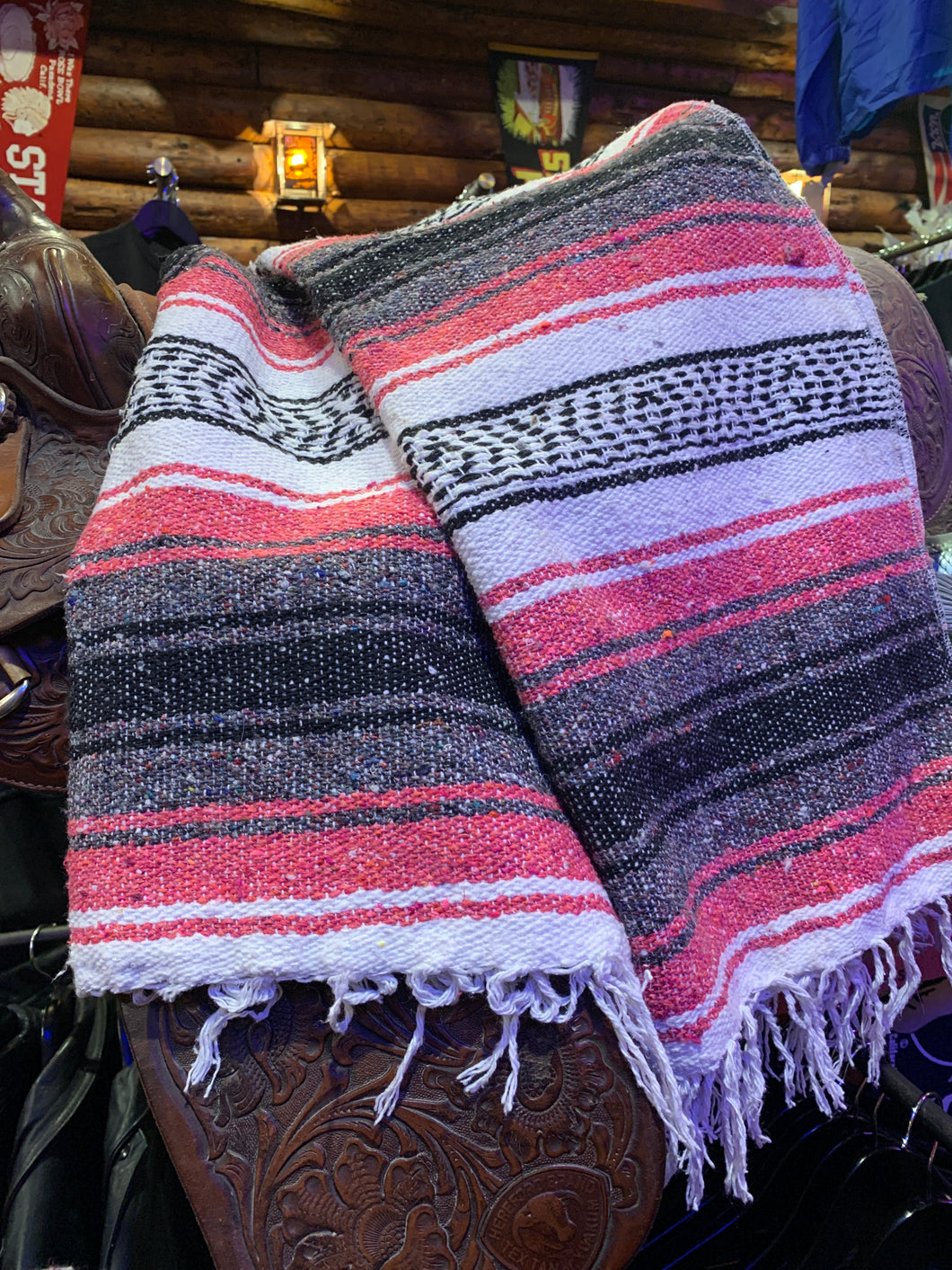 Extra Large. Authentic Mexican Blanket. Imported from Mexico. Fuscia Pink