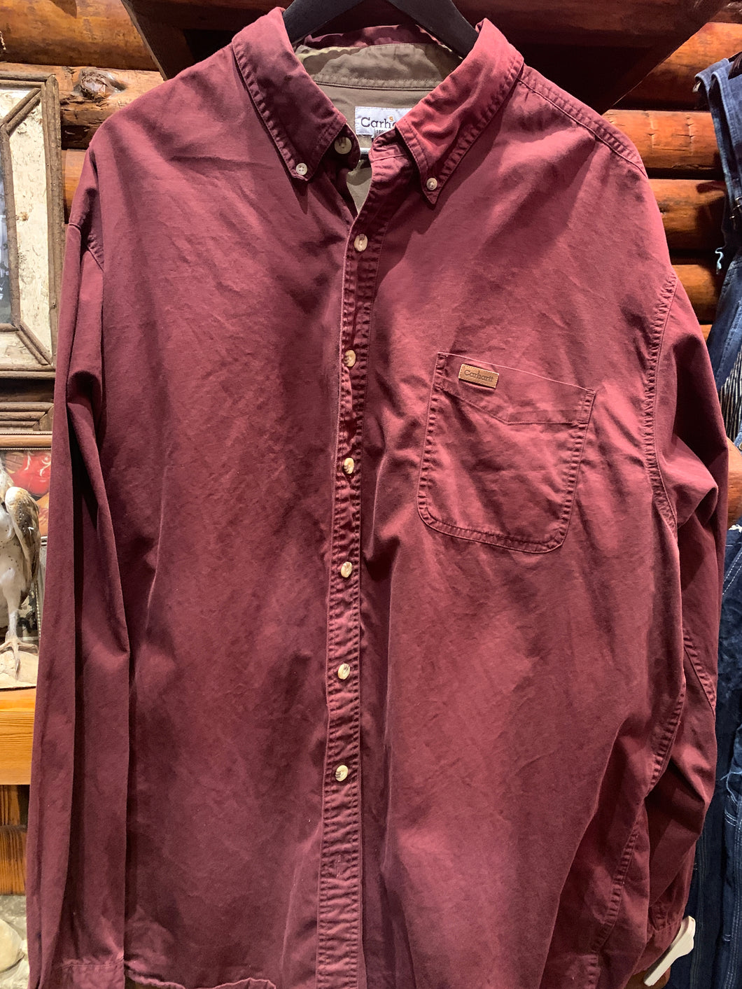 Vintage Carhartt Maroon Shirt, XXL Tall
