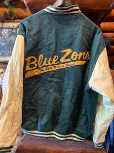 Vintage Green - Blue Zone Blues Club Letterman, Large