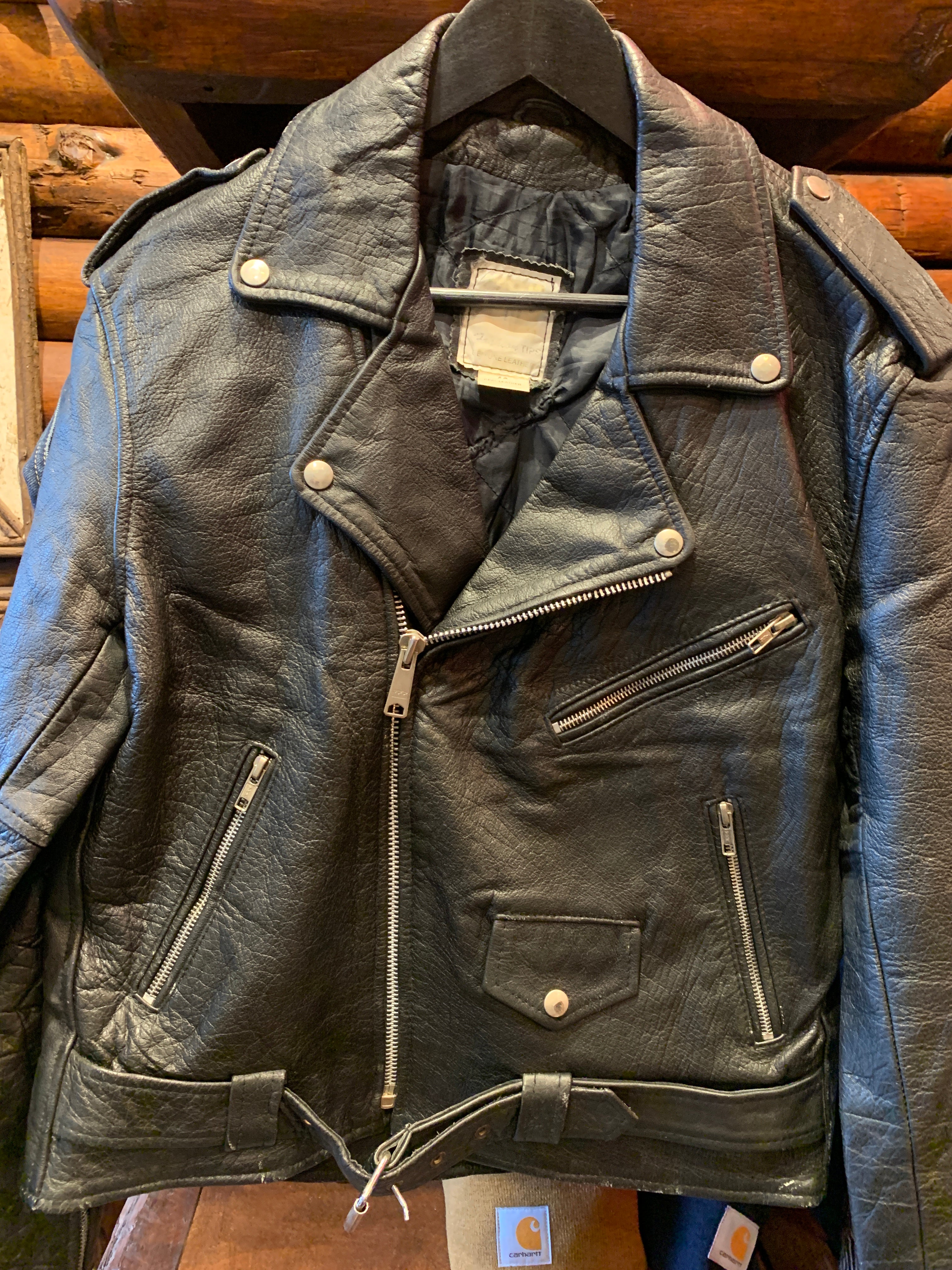 ジャケット・アウター French1940's~1950's leather ridersjacket Vintage 1940s Leather Jacket With Triumph Patch - Etsy