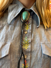 Load image into Gallery viewer, X-Large Teardrop Turquoise Style Aztec Silver Bolo Tie
