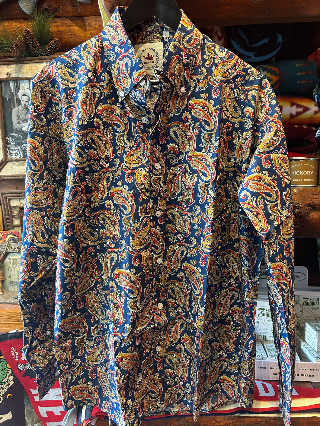 Relco Of London Navy & Red Paisley Shirt