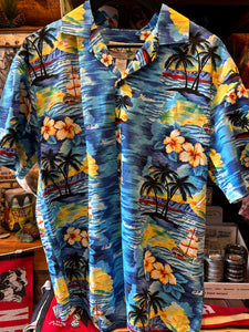 Hawaiian Shirt Bright Blue, Made In Honolulu