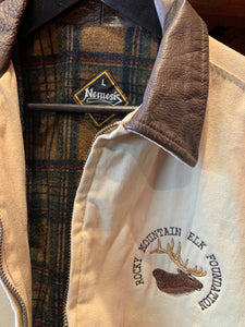 Rare. Vintage Rocky Mountain Elk Duckcloth Jacket W Leather, Large