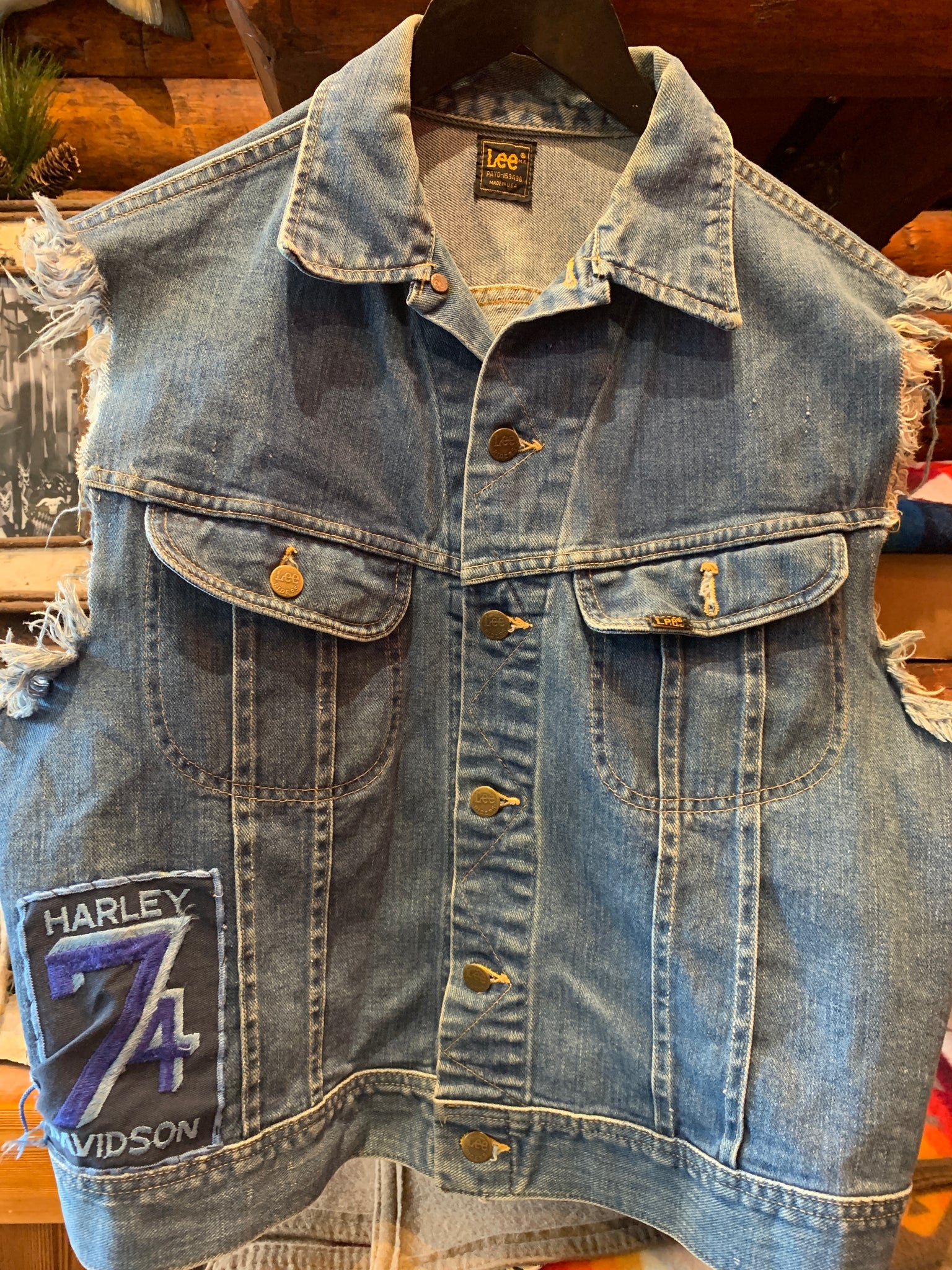 Rare Vintage Jean Jacket with Tons of Harley Davidson Patches