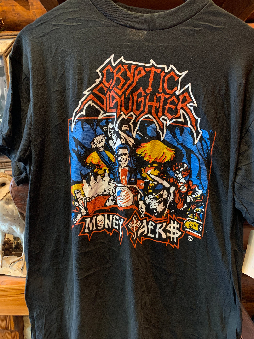 19. Cryptic Slaughter Repro Bootleg Car Lot Rock Tee, Small