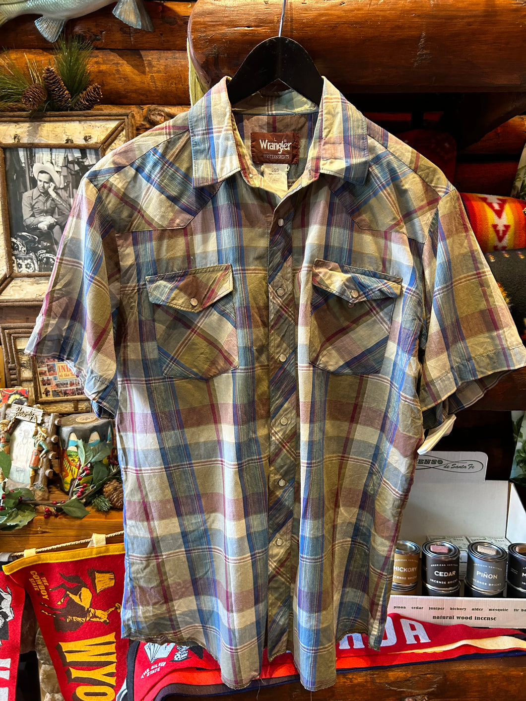 Vintage Wrangler Maroon Khaki Blue, Large