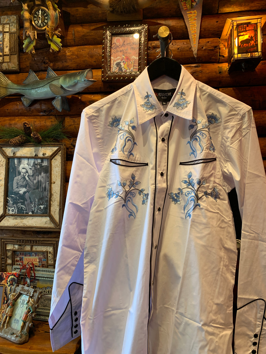 Red Star Rodeo Fully Embroidered Western Shirt. Import