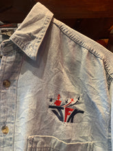 Load image into Gallery viewer, Vintage JFK Tribute Denim Shirt, Medium
