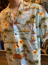 Load image into Gallery viewer, 9. Authentic Hawaiian Shirt. Polynesian Island. Blue. Made in Honolulu
