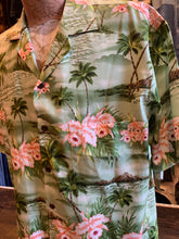 Load image into Gallery viewer, 11. Authentic Hawaiian Shirt. Diamond Head Silky Rayon. Green. Made In Honolulu
