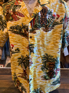 14. Authentic Hawaiian Shirt. Tiki Yellow. Made in Honolulu