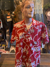 Load image into Gallery viewer, 15. Authentic Hawaiian Shirt. Heavenly Leis Red. Made In Honolulu
