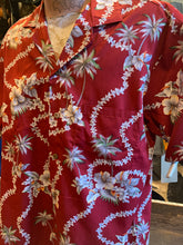 Load image into Gallery viewer, 15. Authentic Hawaiian Shirt. Heavenly Leis Red. Made In Honolulu
