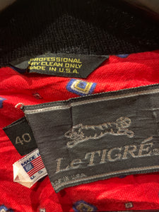 Vintage Letterman Wool Jacket, Le Tigre USA Made. Small-Medium